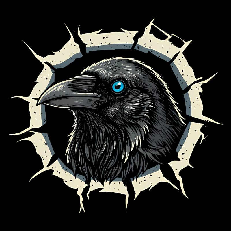 Corbeau gothique sortant de la fissure - Corbeau