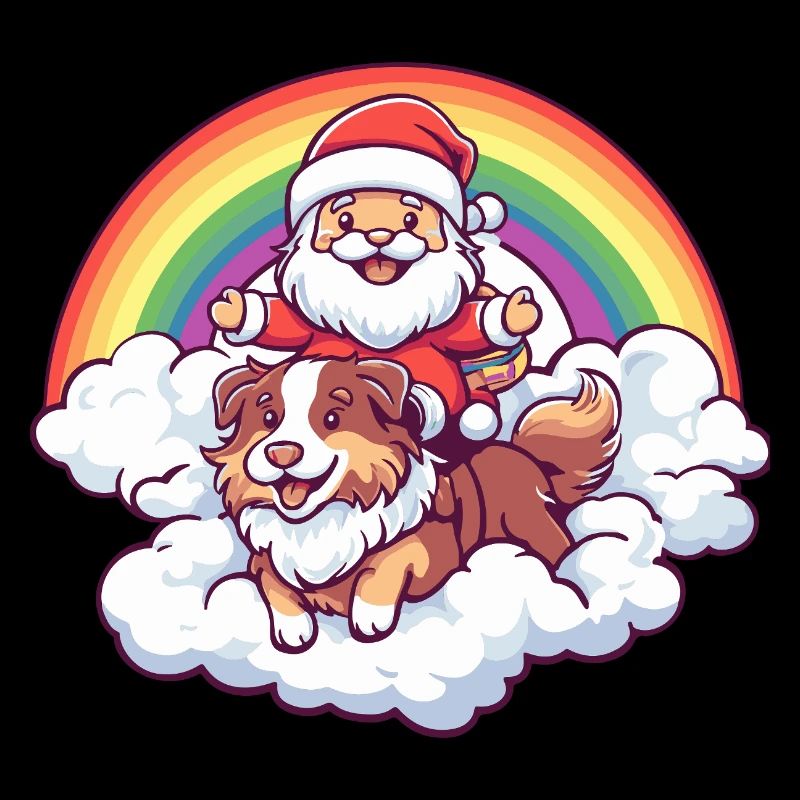 Border Collie Hund Weihnachtsmann Weihnachten