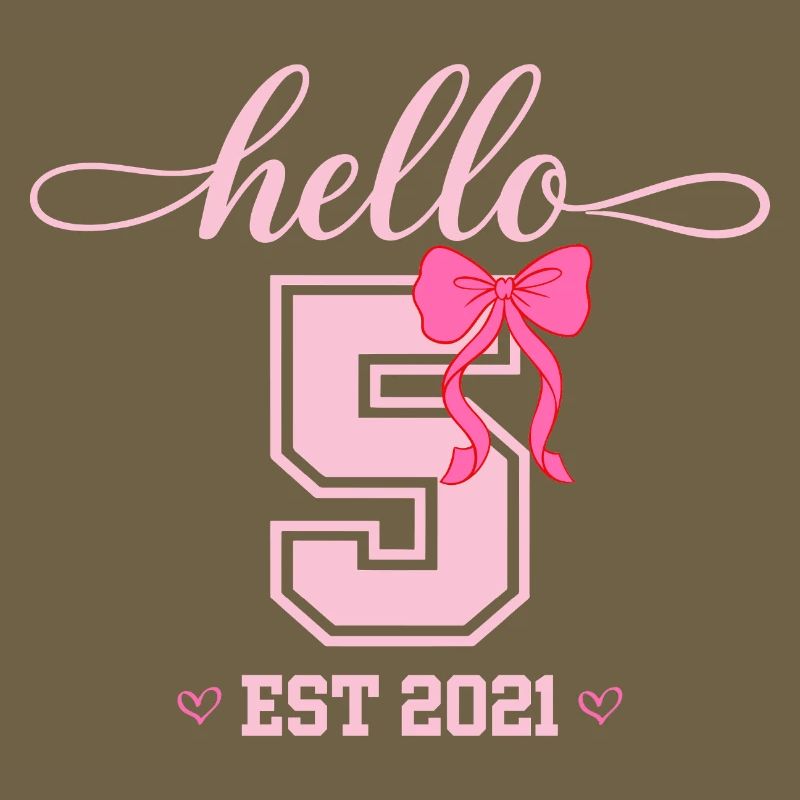 Hello 5 Est 2021 Mädchen Geburtstag Design