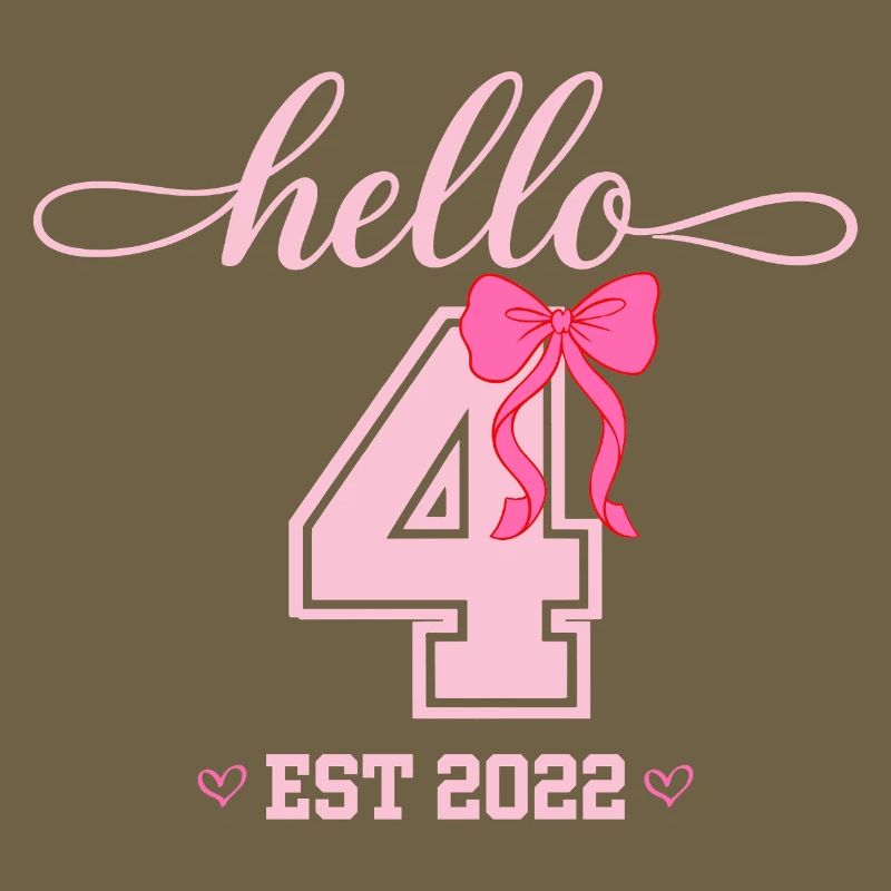 Hello 4 Est 2022 Mädchen Geburtstag Design