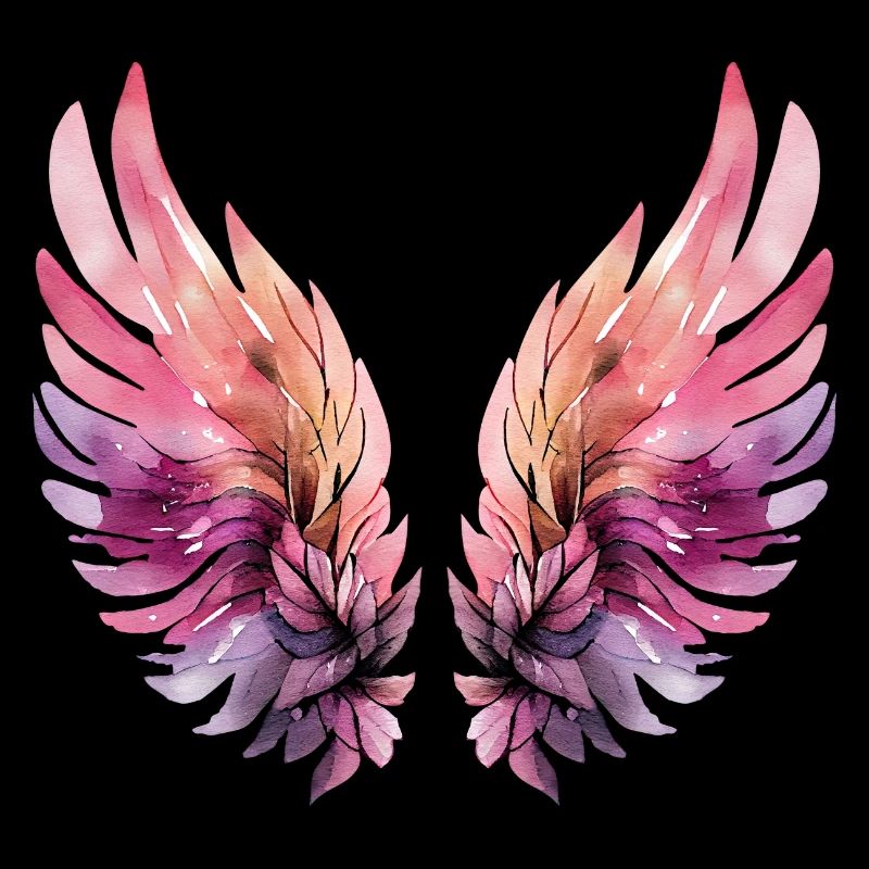 Ailes aquarelle rose et violette