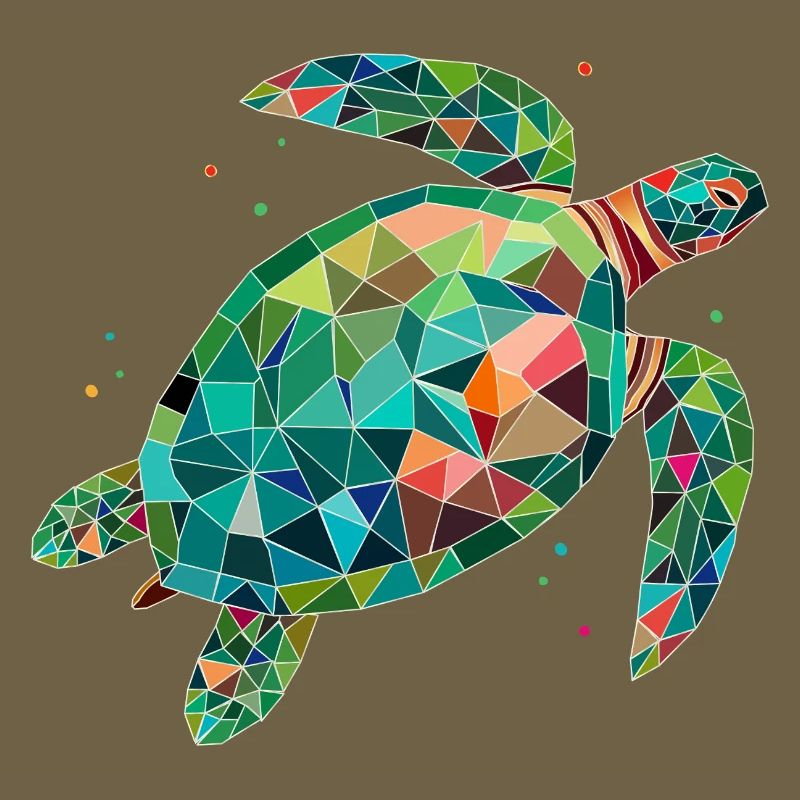 Tortue d’eau colorée - Conception de mer colorée