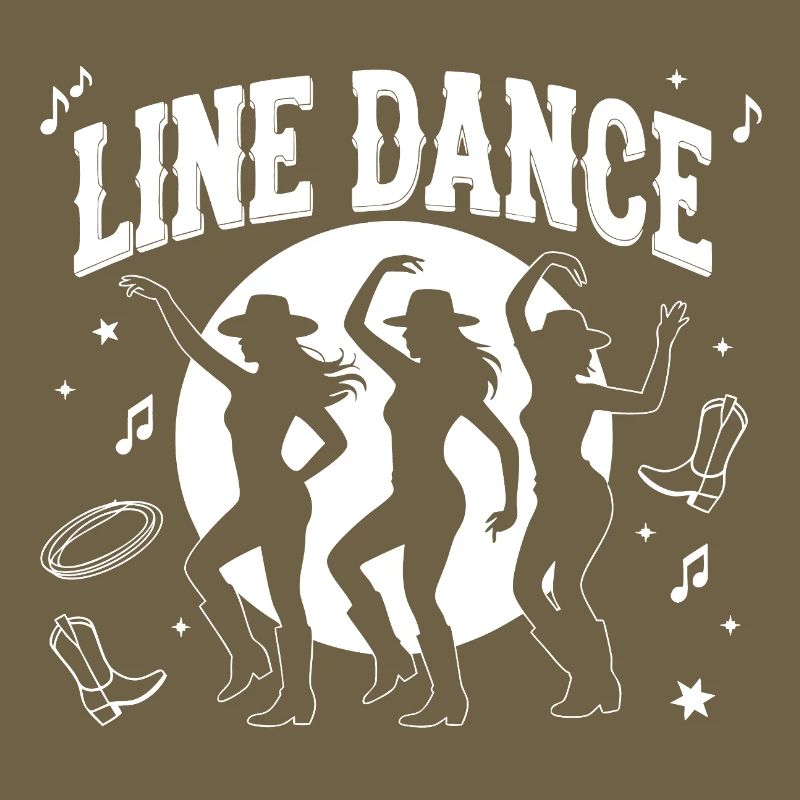 Line Dance Silhouettes Moonlit Night