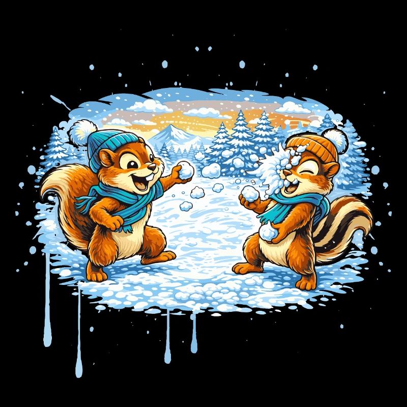 Drôle de bataille de boules de neige avec des tamias