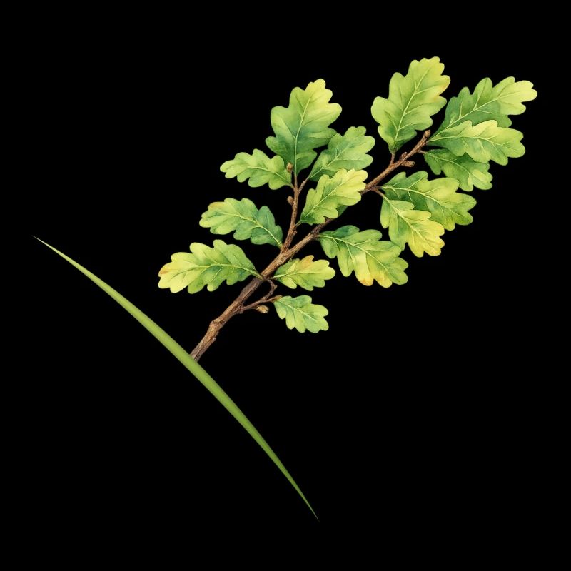 Leaf Branch Oak - Aquarelle