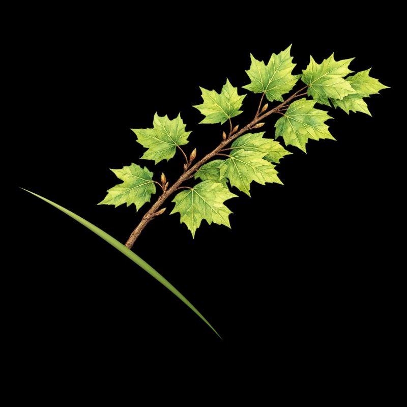 Érable à branche feuille - aquarelle