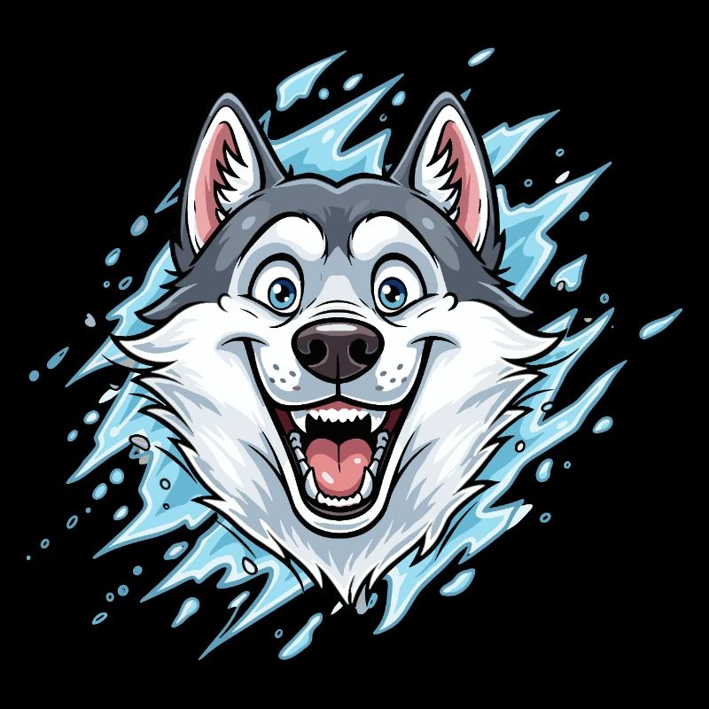 Fröhlicher Wolf Maskottchen Wassersplash