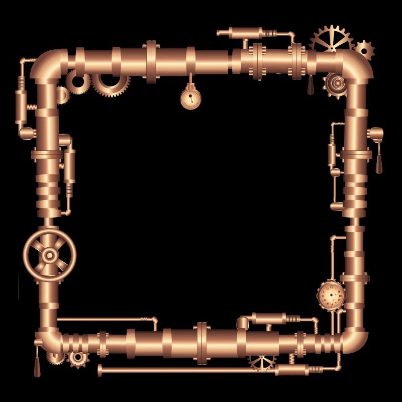 Steampunk frame in steam engine look