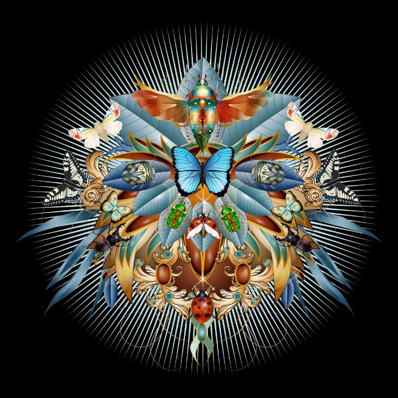 Amulette artistique composée d’insectes en forme florale