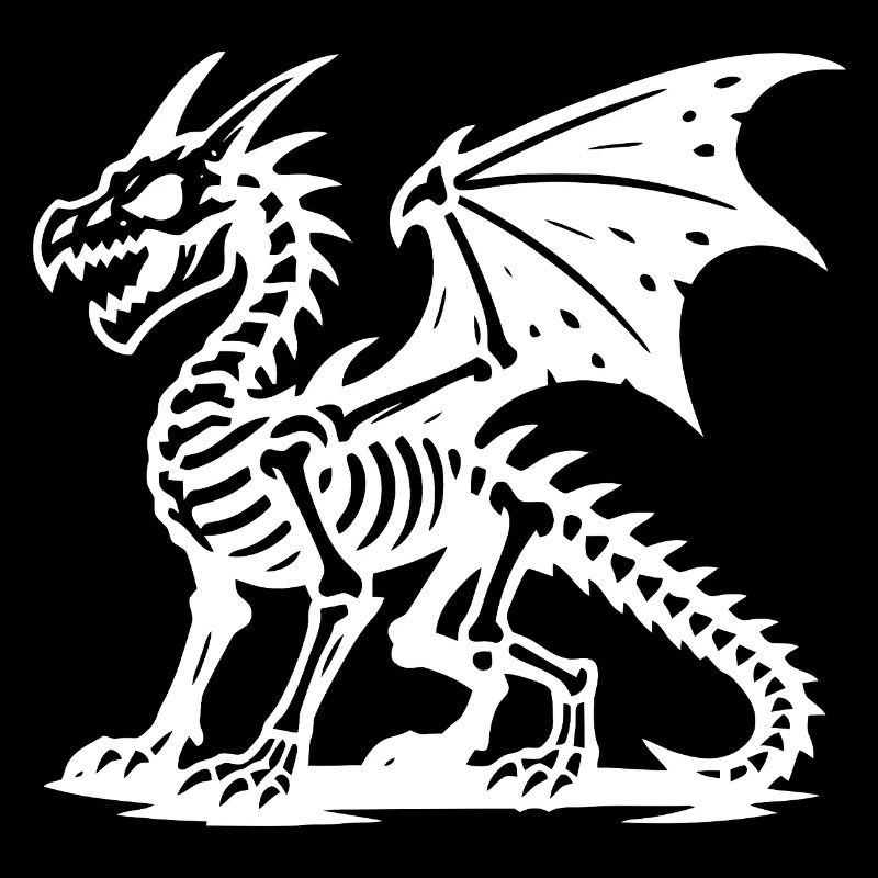Mythischer Drache Skelett Retro Design