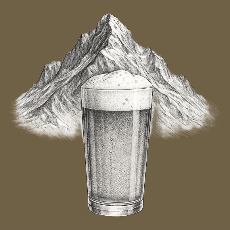 Bergblick mit Bierglas
