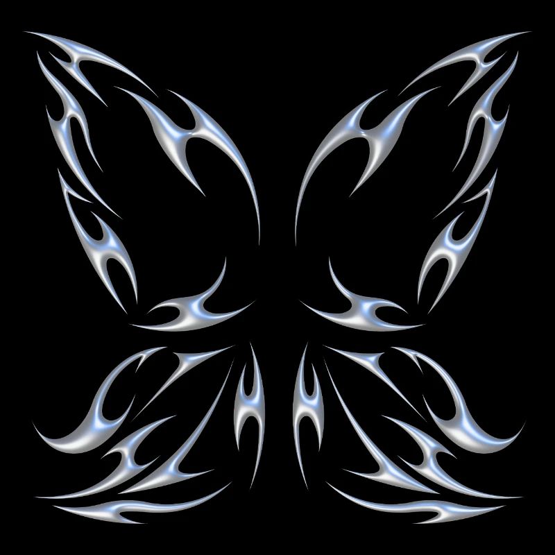 Chrome métallisé ailes de fée papillon design