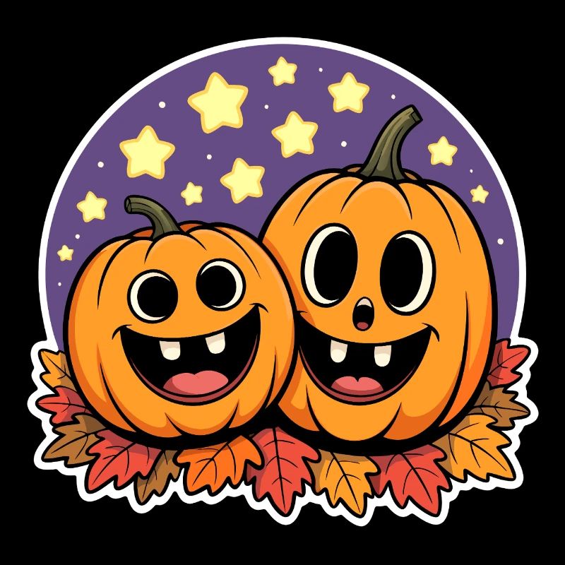 Deux citrouilles heureuses d’automne