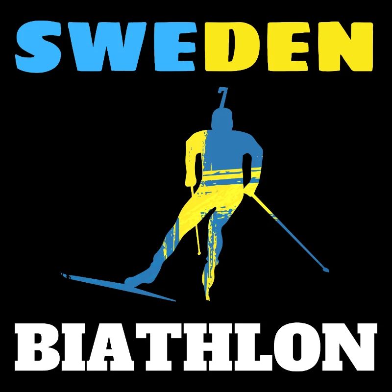 Biathlon Suède silhouette bleue jaune