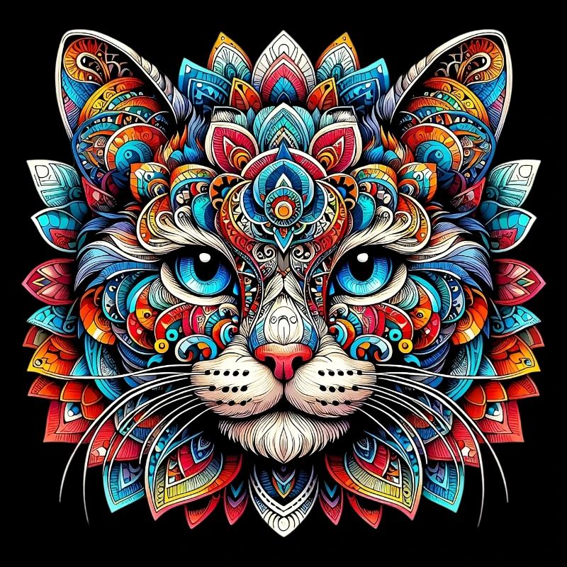 Chat décoré de Mandalas