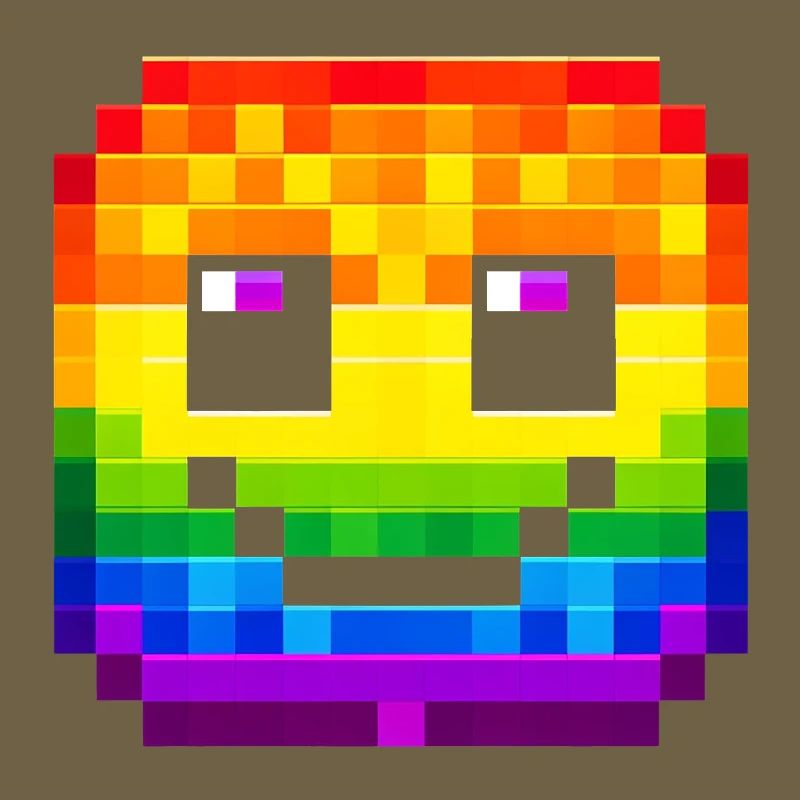 Pixelated Rainbow Smile Face