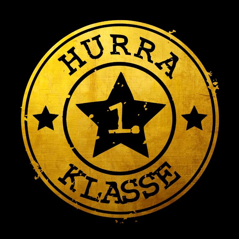Hurra 1. Klasse - goldenes Emblem mit Stern 