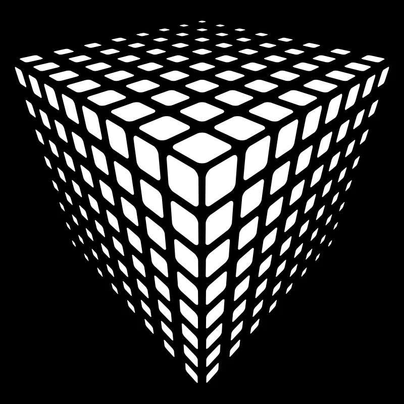 Monochrome Grid Cube Illusion