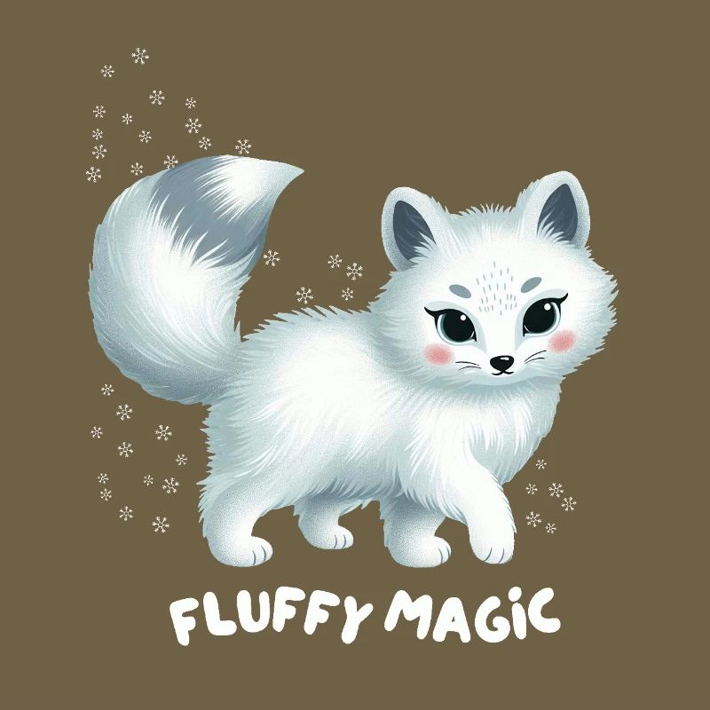 White Fox with Fluffy Kitty