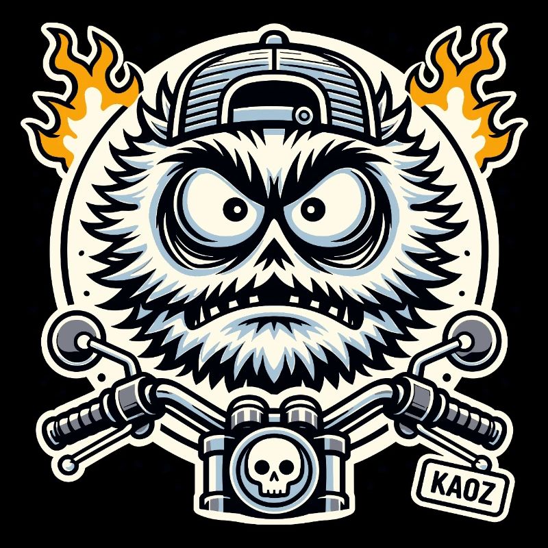 Biker Monster mit Flammenmotor