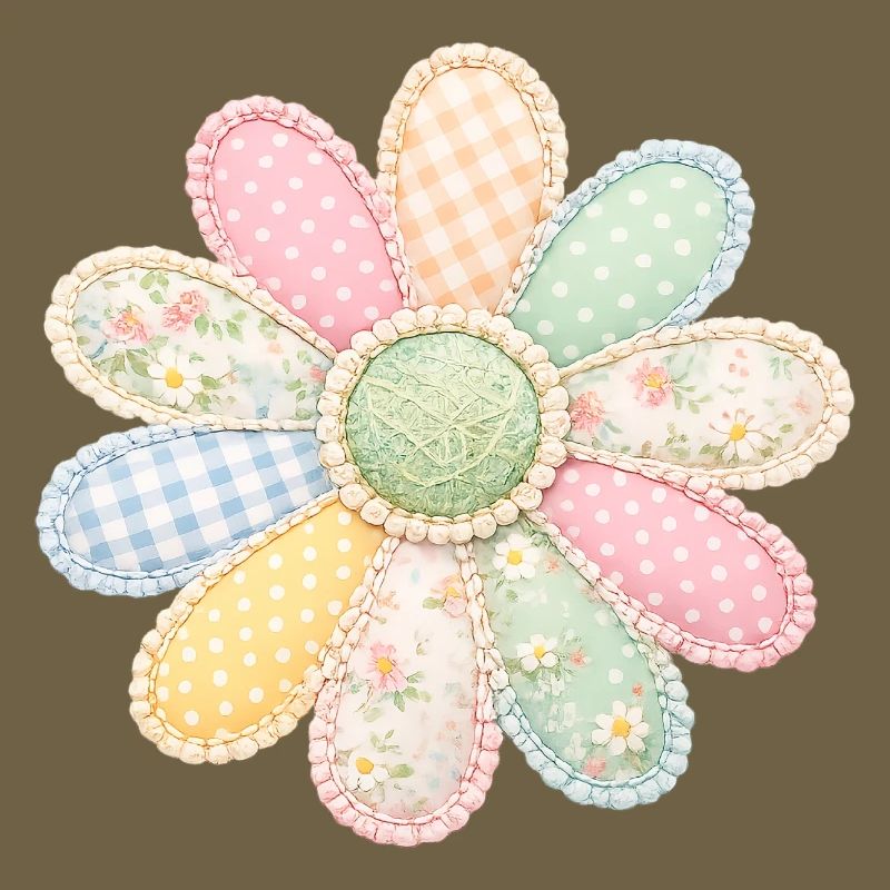 Bunte Blume Patchwork Vintage Cottagecore Design