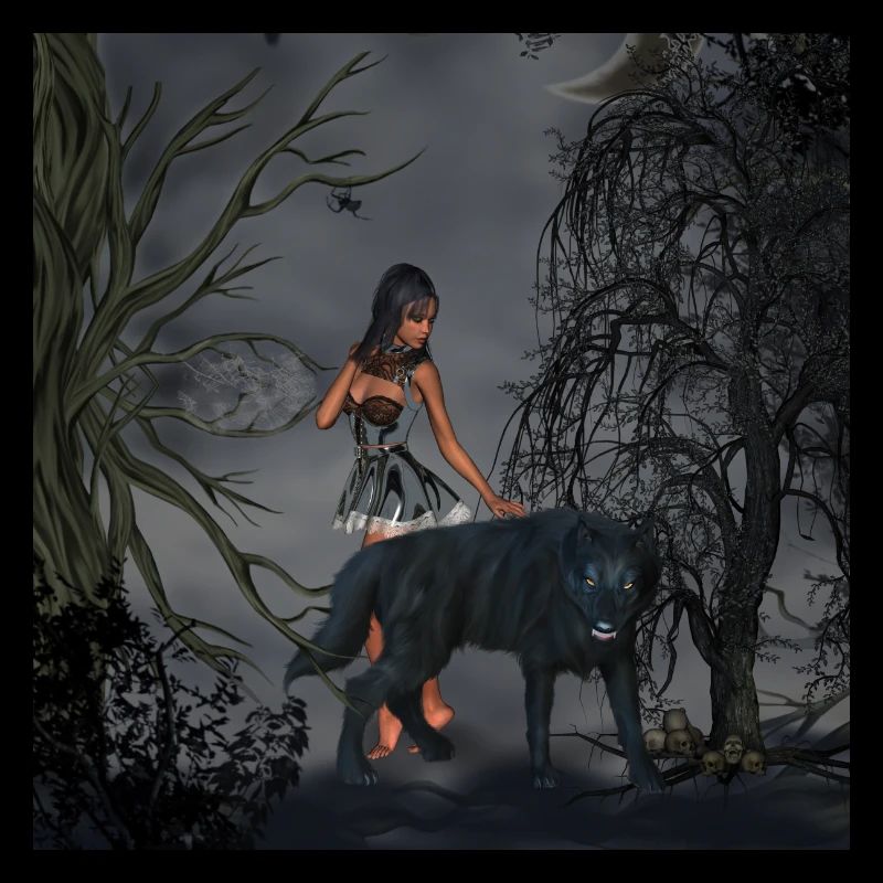 Awesome fairy with wolf