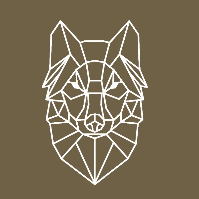 Geometrischer Wolfkopf Linienstil