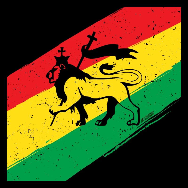 Rasta Löwe vor Dreifarben Flagge