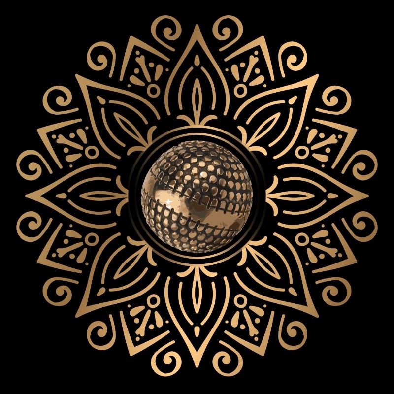 Goldenes Mandala mit Boulekugel