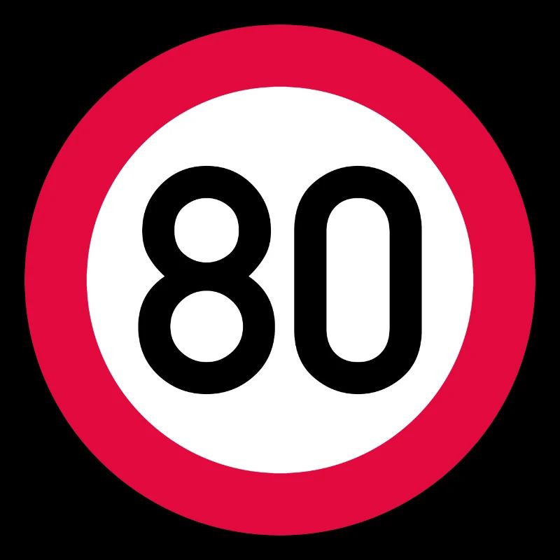 80 ans Attention ! Panneau de signalisation 80 km/h