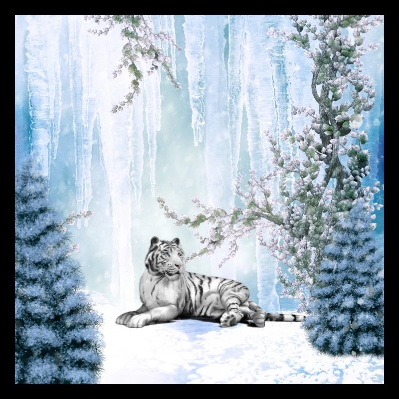 Snow tiger in a winter landscape