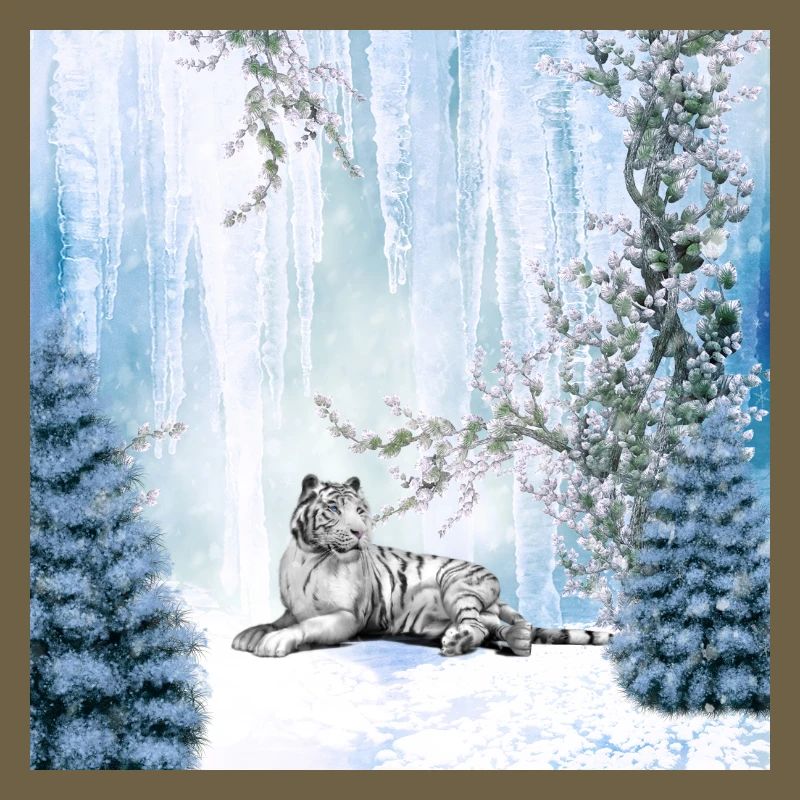 Schneetiger in einer Winterlandschaft