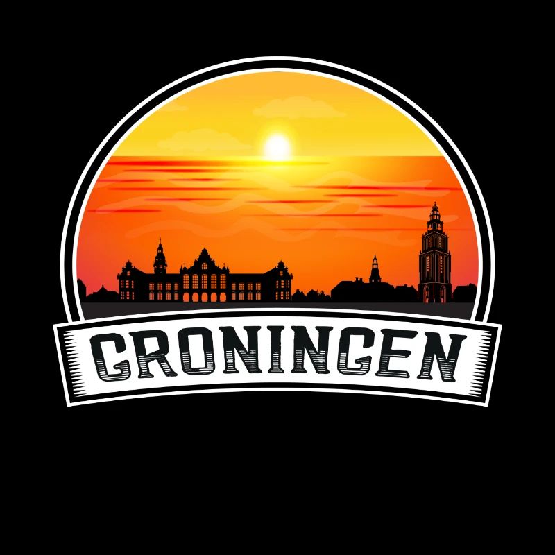 Groningue Pays-Bas Skyline Vintage Sunset Trave