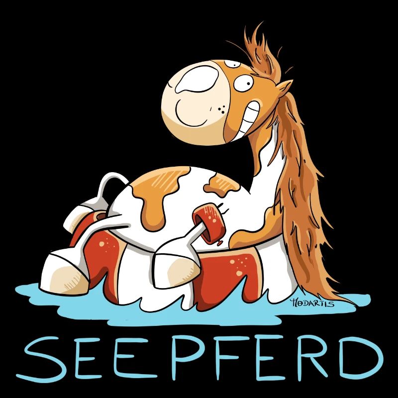 Seepferd im Urlaub I Comic Wortspiel Pferd