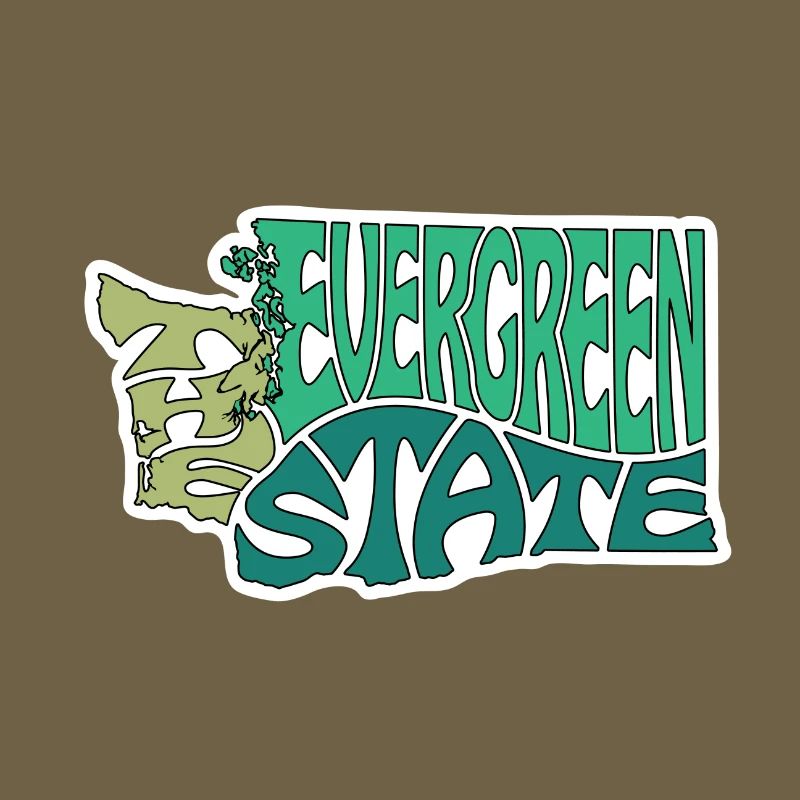 The Evergreen State Washington Map Word Cloud