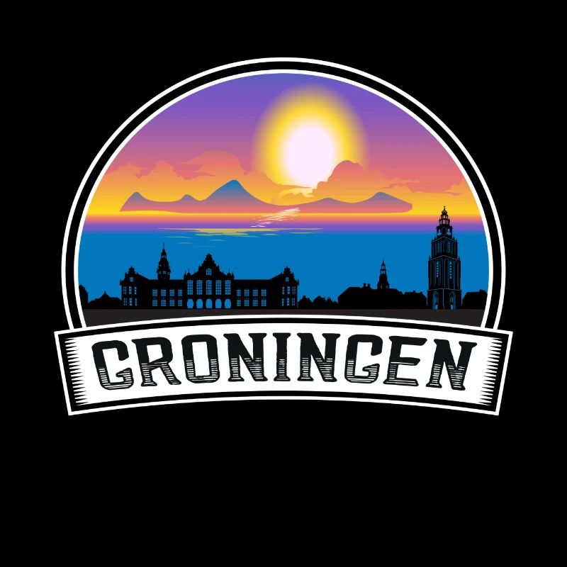 Groningen Pays-Bas Skyline Vintage Sunset Trave