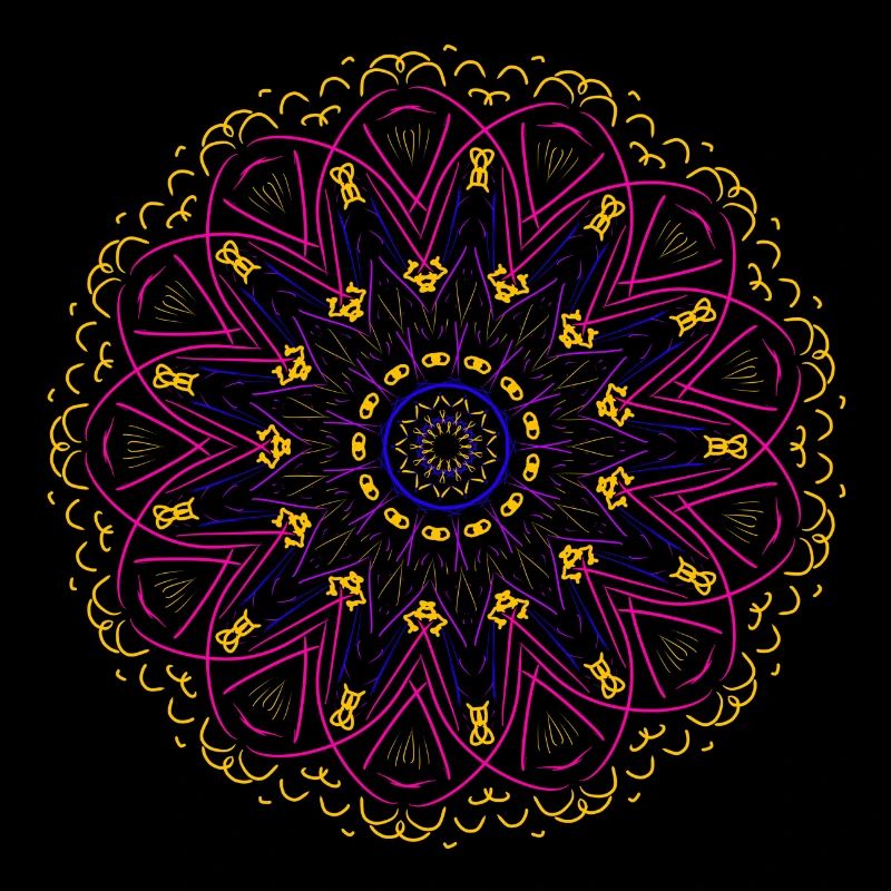 Mandala lumineux aux couleurs néon