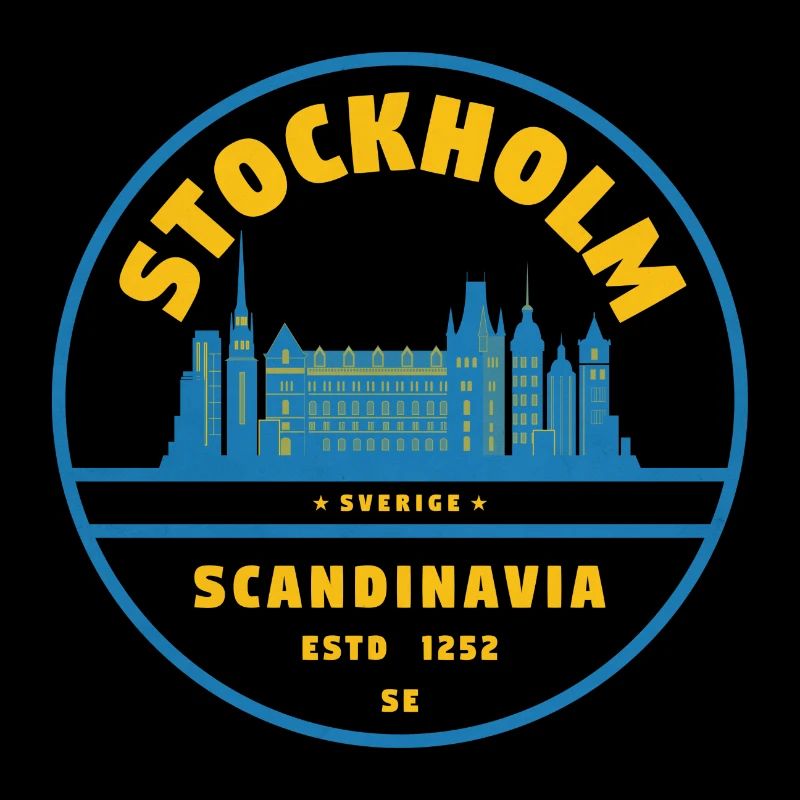 Insigne de la Skyline de Stockholm Bleu Jaune