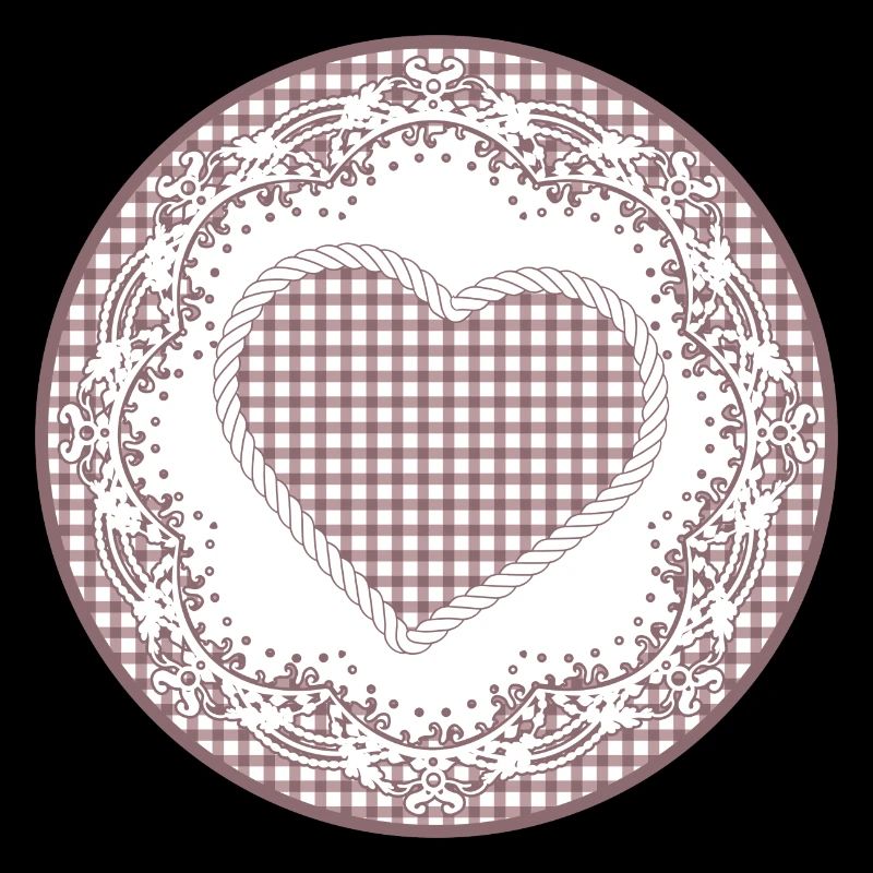 Étiquette de gâteau nostalgique rose sombre avec cœur