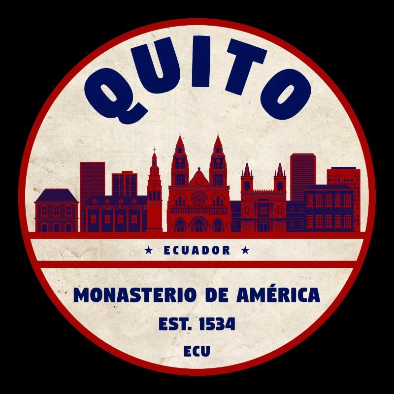 Emblème rétro du monastère de Quito 1534