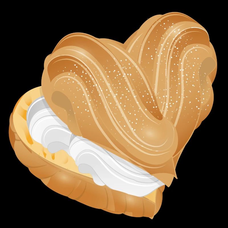 Heart cream puff filled with cream