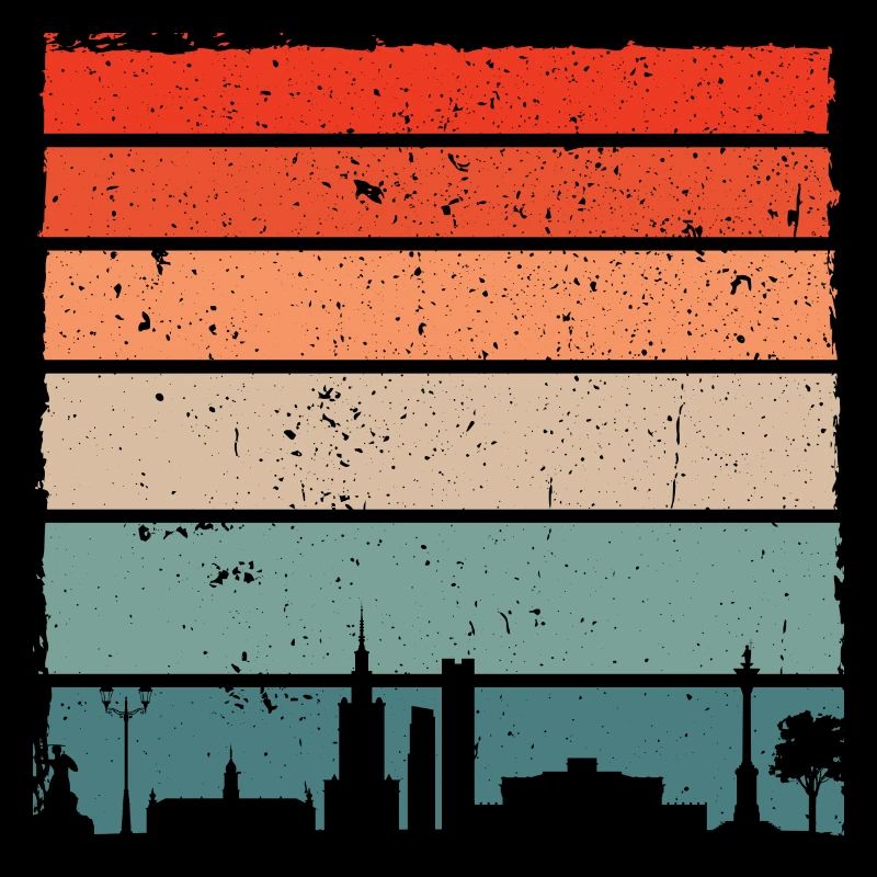 Sunset Skyline T-Shirt mit Farbverlauf