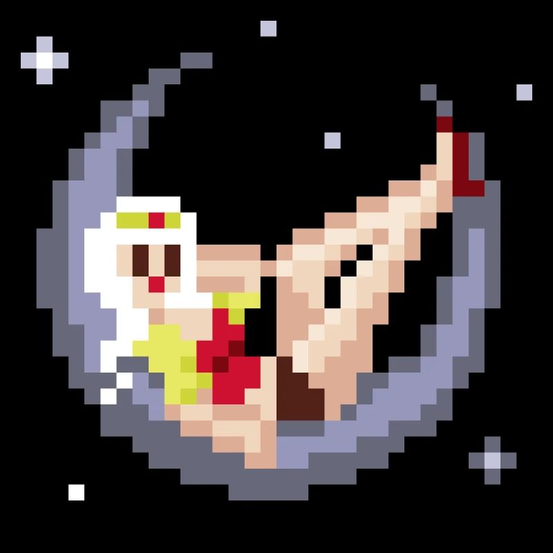 Pixel Pinup : Fille sur la Lune