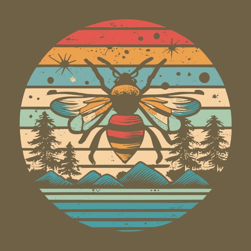Abeille rétro coucher de soleil