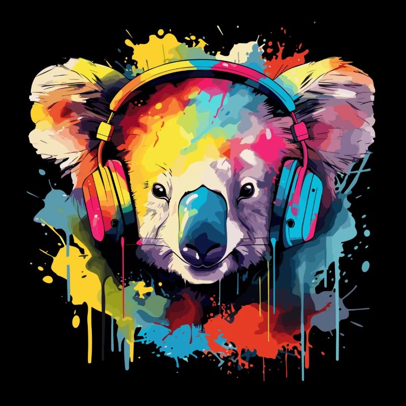 Koala with Headphones Music Koala Bear