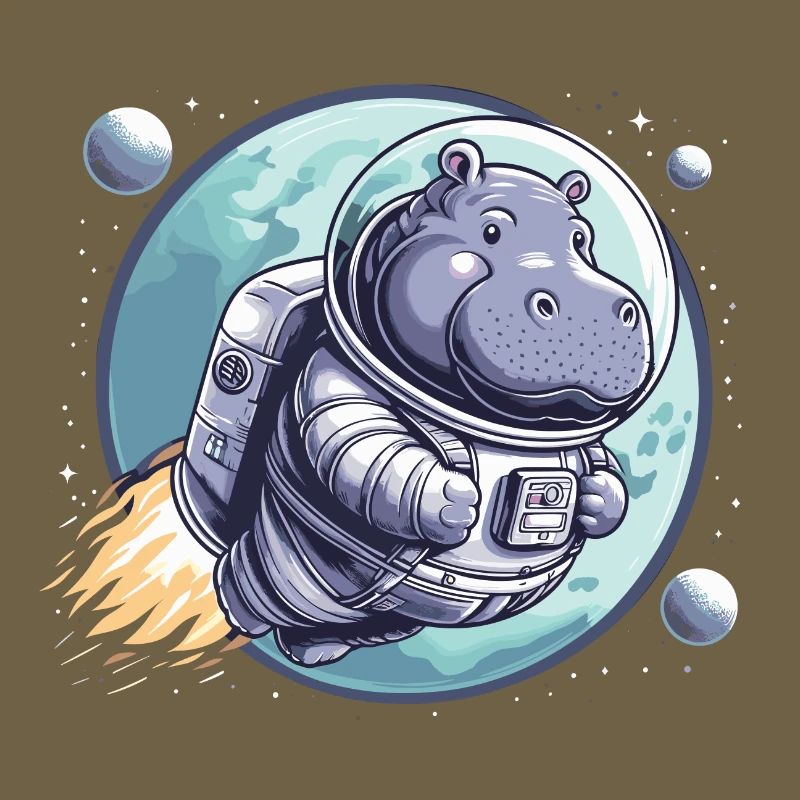 Hippopotame astronaute spatial