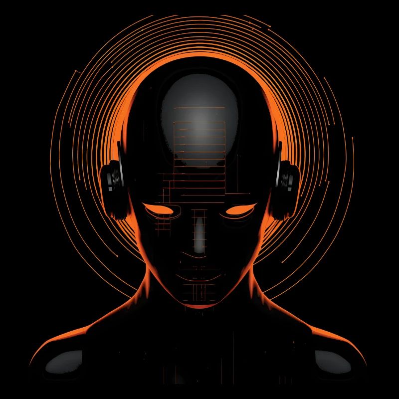 Futuristic Techno Cyborg - Retro orange