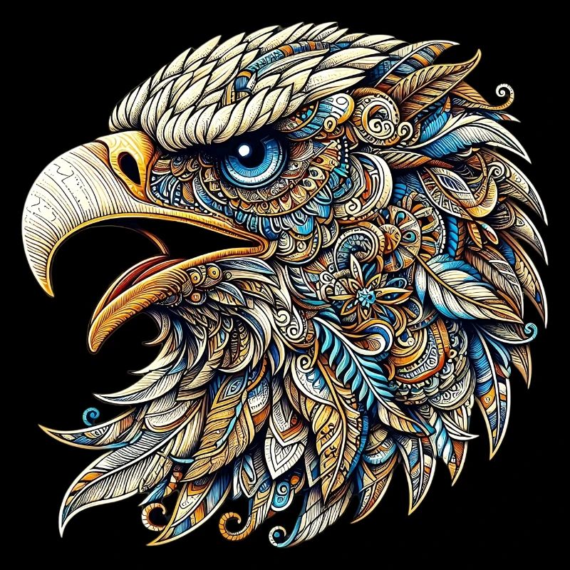 Aigle décoré de Mandalas