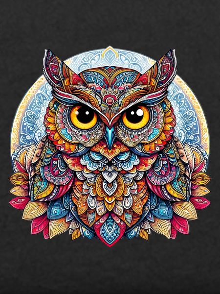 Eule mit Mandalas verziert