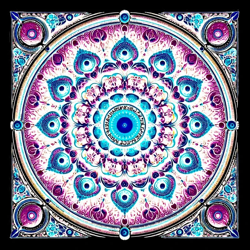 Orbitale Mandala Blau-Rosa